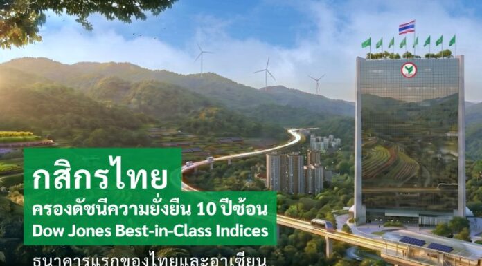 กสิกรไทย ครองดัชนีความยั่งยืน Dow Jones Best-in-Class Indices 10 ปีซ้อน